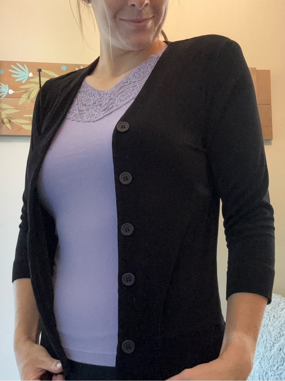Women's Black Button-Front Cardigan Sweater - Classic Layering Piece